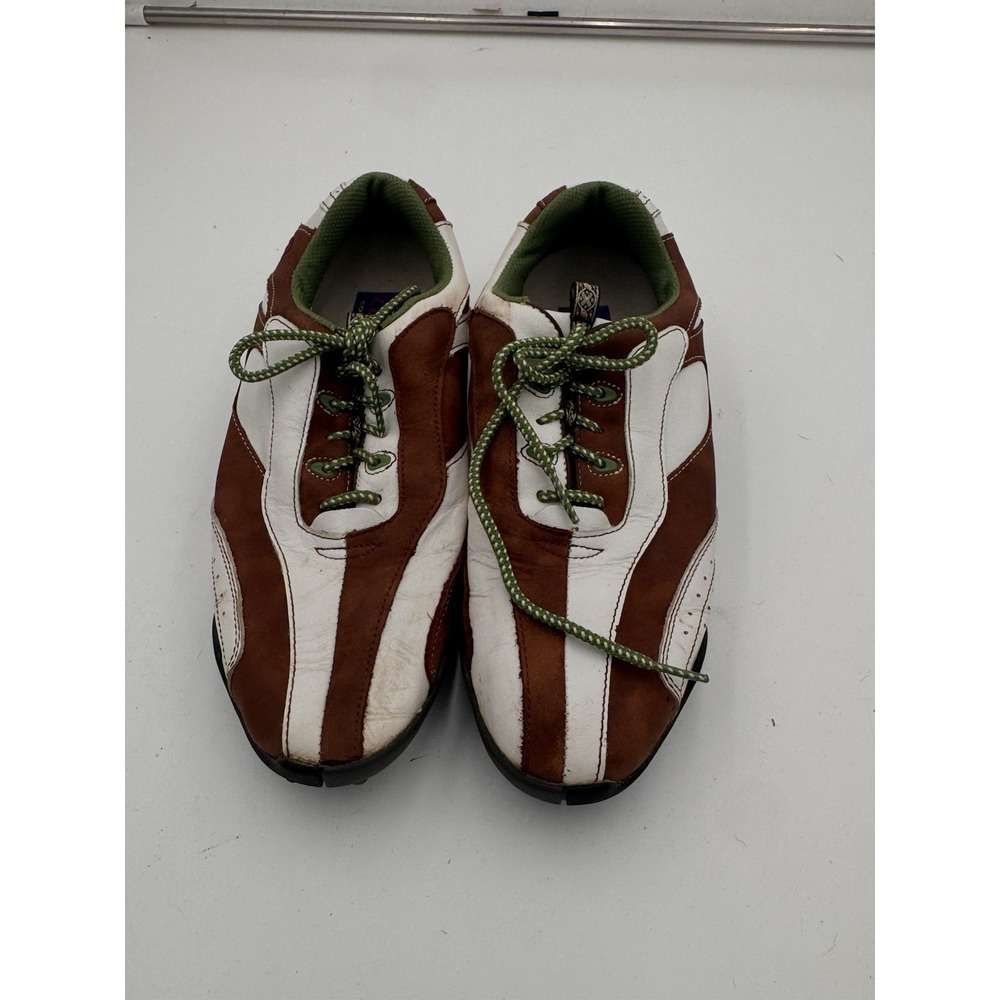 Footjoy Lopro Womens Golf Shoes‎ Size 8 M White Brown Athleisure Plastic Cleat